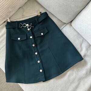 Maje forest green trapeze skirt in forest green
